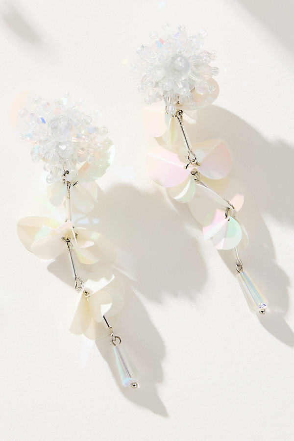 Paillette Floral Drop Earrings