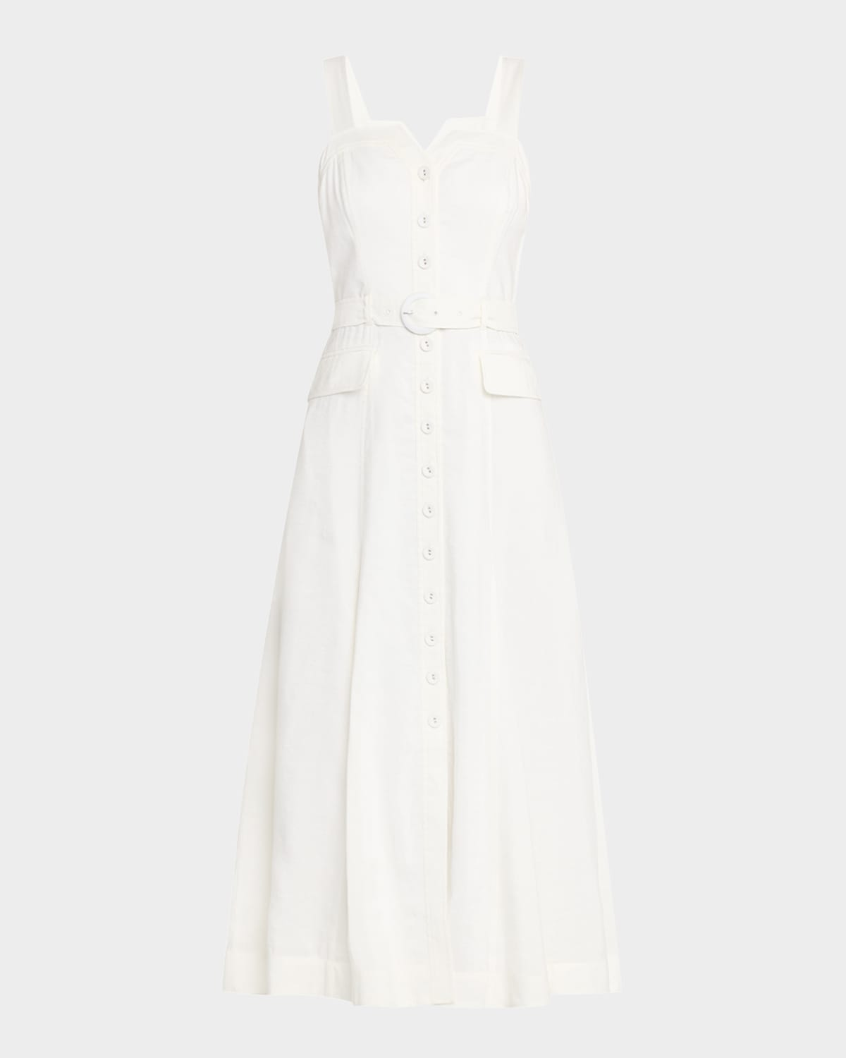 Tailored Button‑Front Shirtdress in Ivory